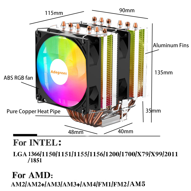 Luchtgekoelde CPU-koeler 90mm  - Cpu Heatsink recensie en prijs